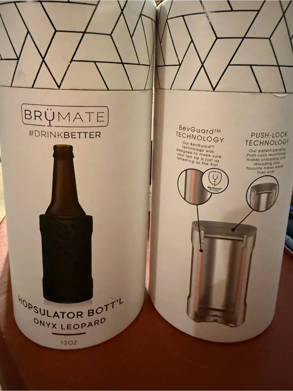 BruMate Hopsulator Bott'l 12oz Onyx Leopard Insulated Bottle Cooler NIB
